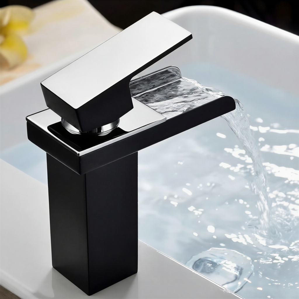Mitigeur de lavabo cascade en acier inoxydable