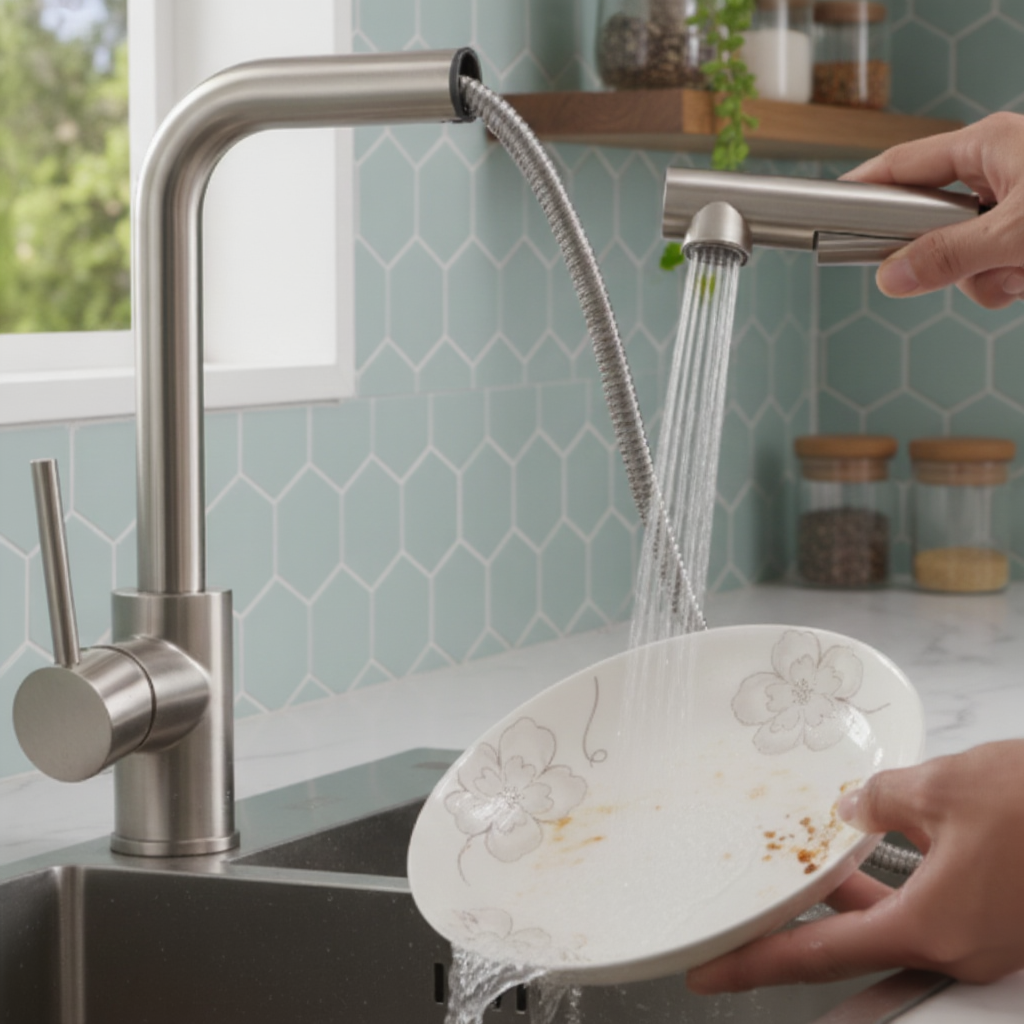 Mitigeur de cuisine en laiton à bec rétractable