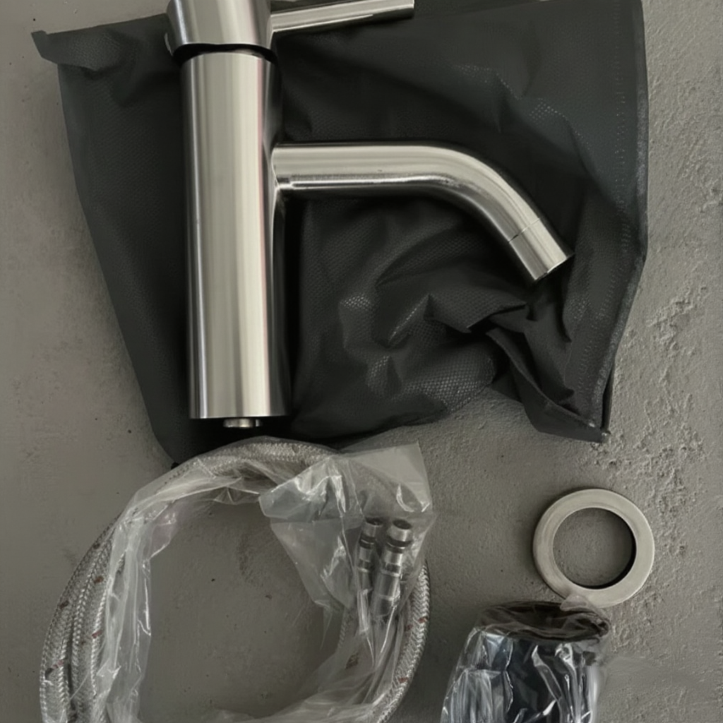 Mitigeur de Lavabo Design Moderne en Acier Inoxydable