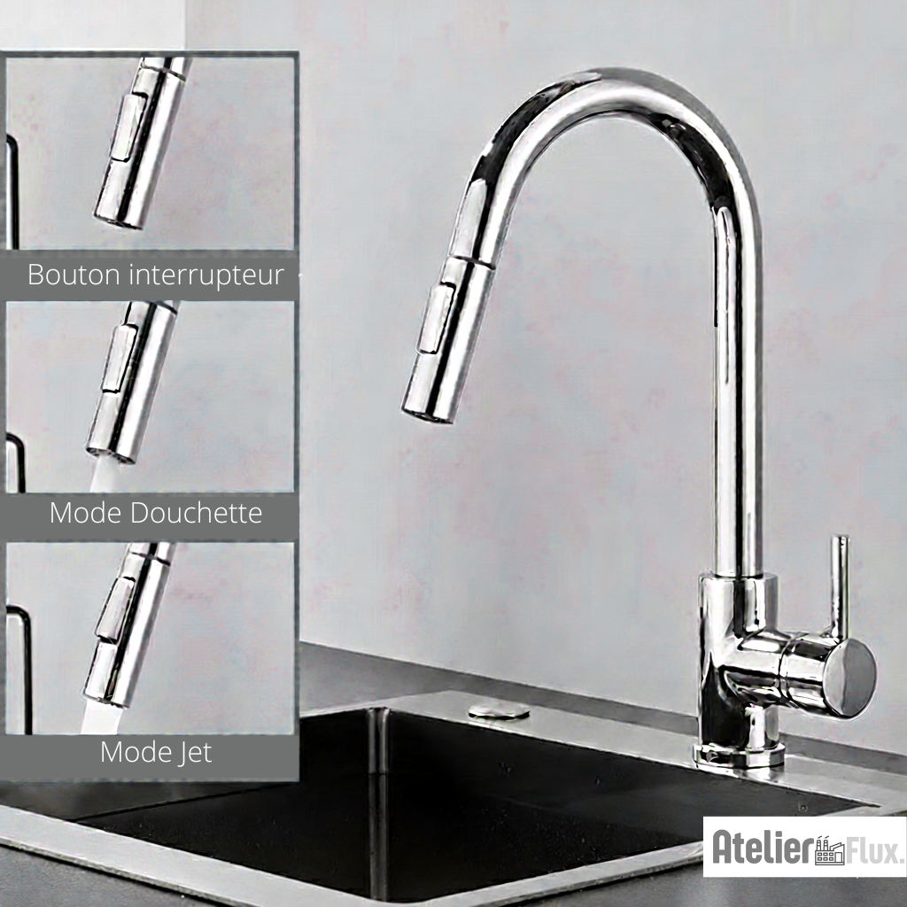 Mitigeur de cuisine bec rétractable