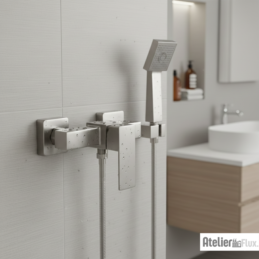 Mitigeur de salle de bain mural finition chrome