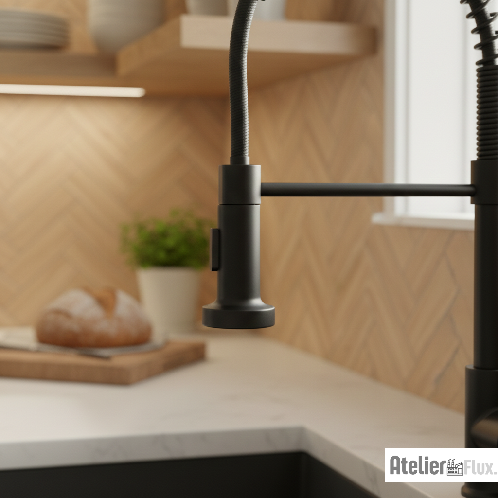 Mitigeur de cuisine à ressort flexible avec bec rétractable