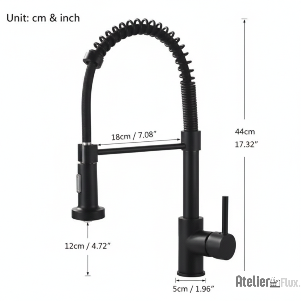 Mitigeur de cuisine à ressort flexible avec bec rétractable