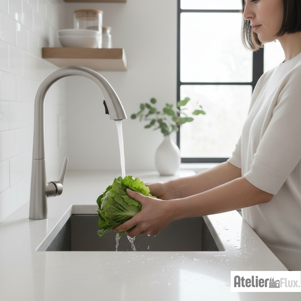 Mitigeur de cuisine avec rotation 360° et bec rétractable