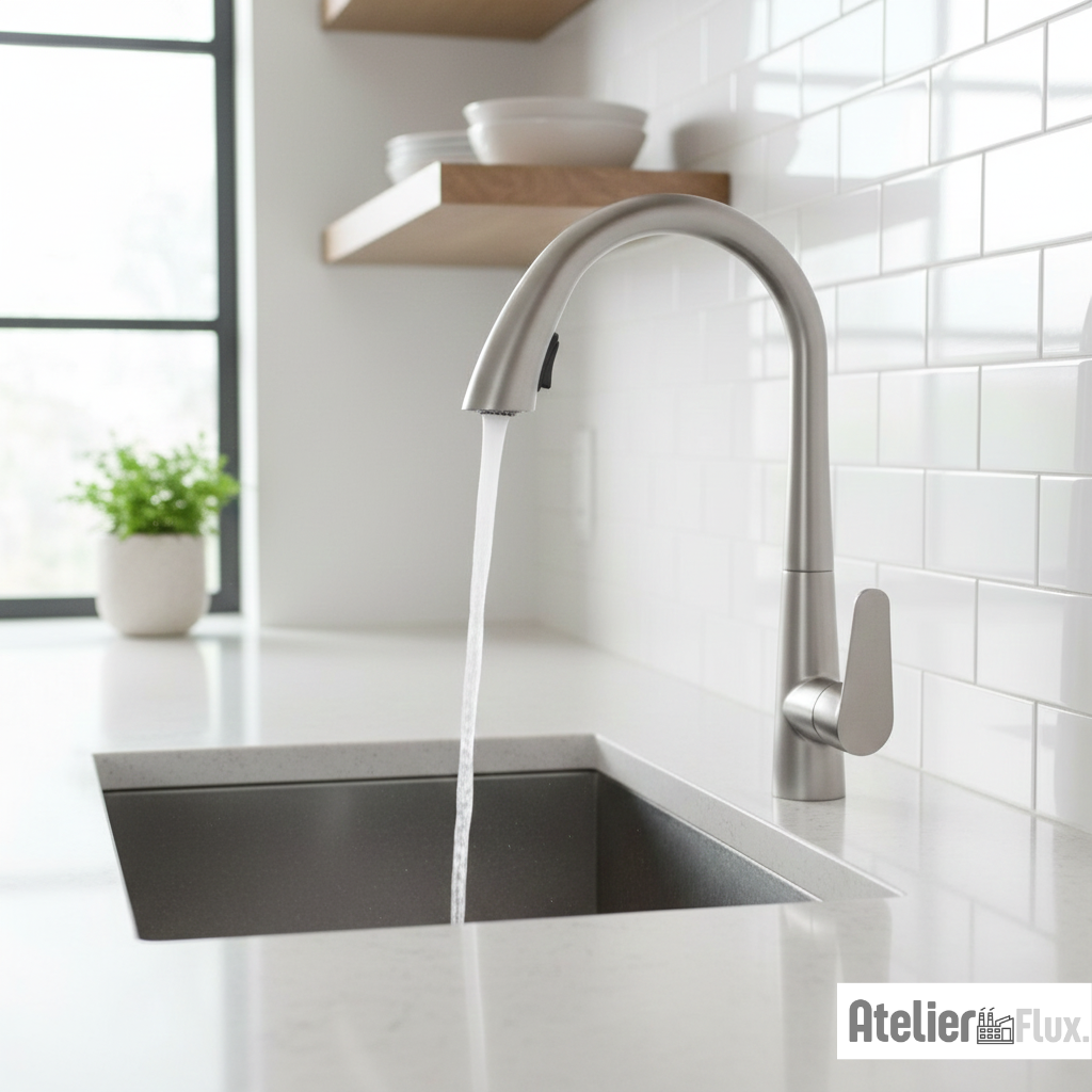 Mitigeur de cuisine avec rotation 360° et bec rétractable