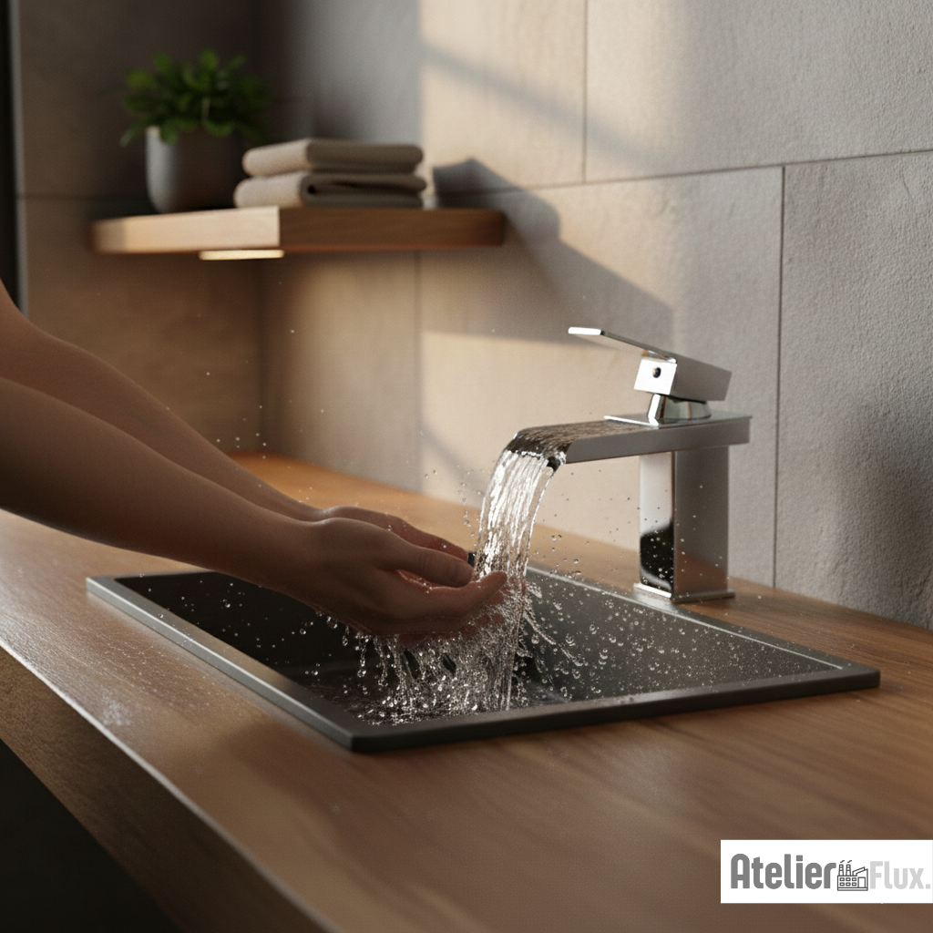 Mitigeur de lavabo cascade en acier inoxydable