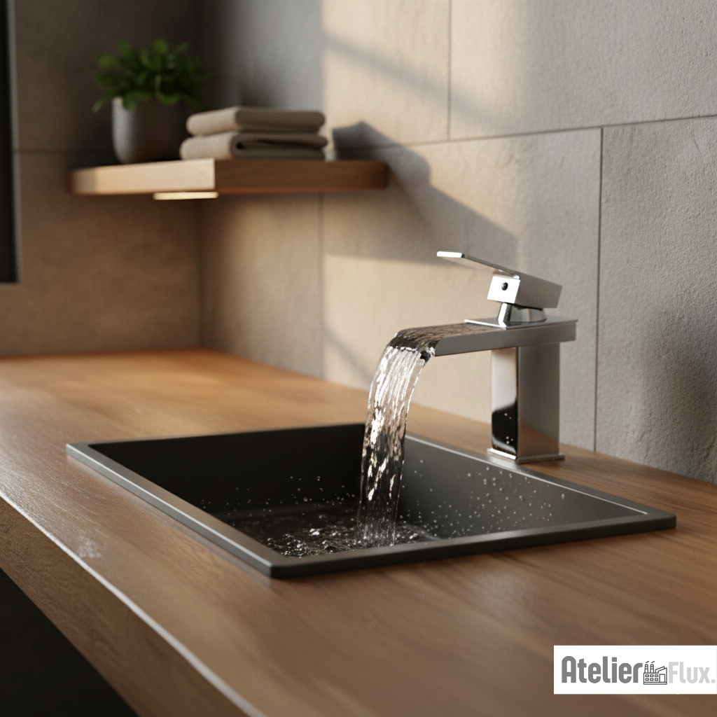 Mitigeur de lavabo cascade en acier inoxydable