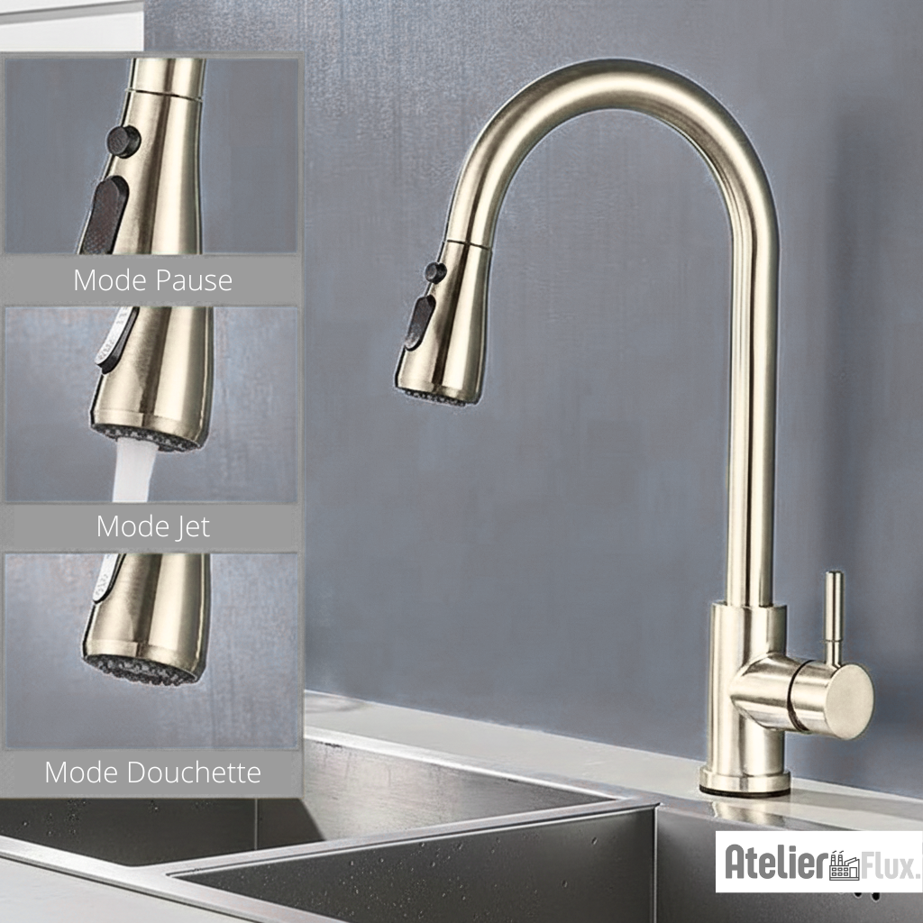 Mitigeur de cuisine bec rétractable