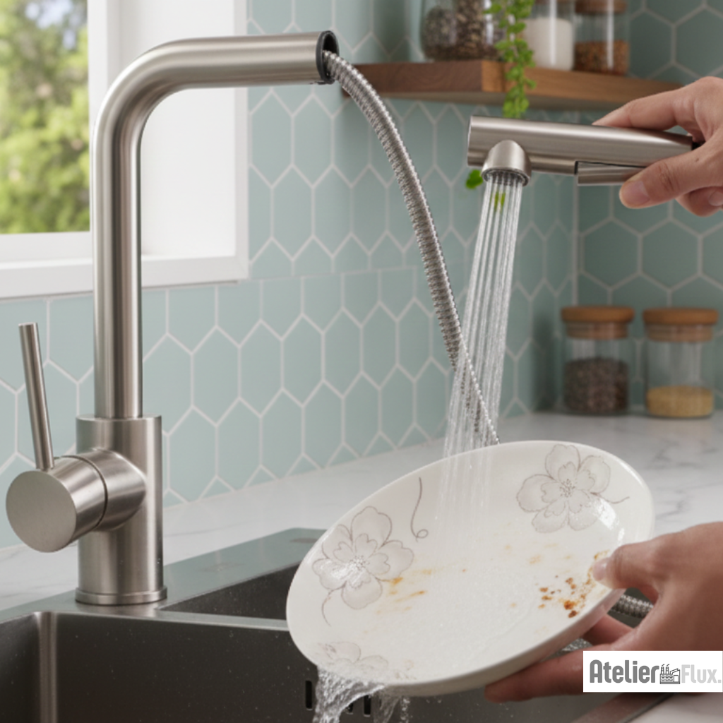 Mitigeur de cuisine en laiton à bec rétractable