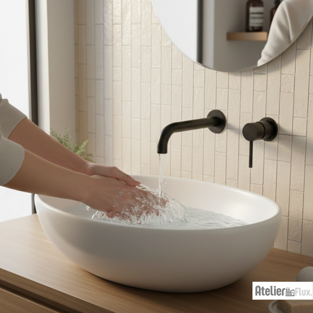 Mitigeur de lavabo mural en laiton