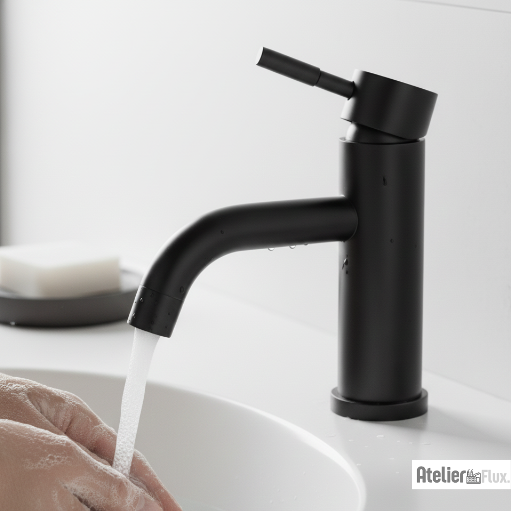 Mitigeur de Lavabo Design Moderne en Acier Inoxydable