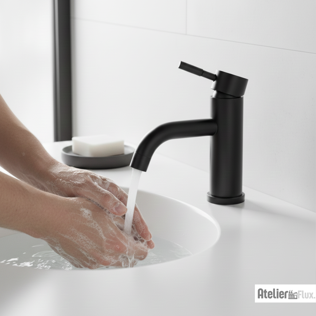 Mitigeur de Lavabo Design Moderne en Acier Inoxydable