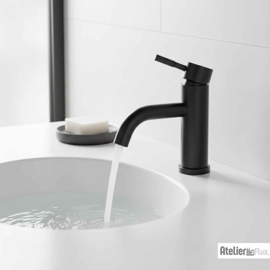 Mitigeur de Lavabo Design Moderne en Acier Inoxydable