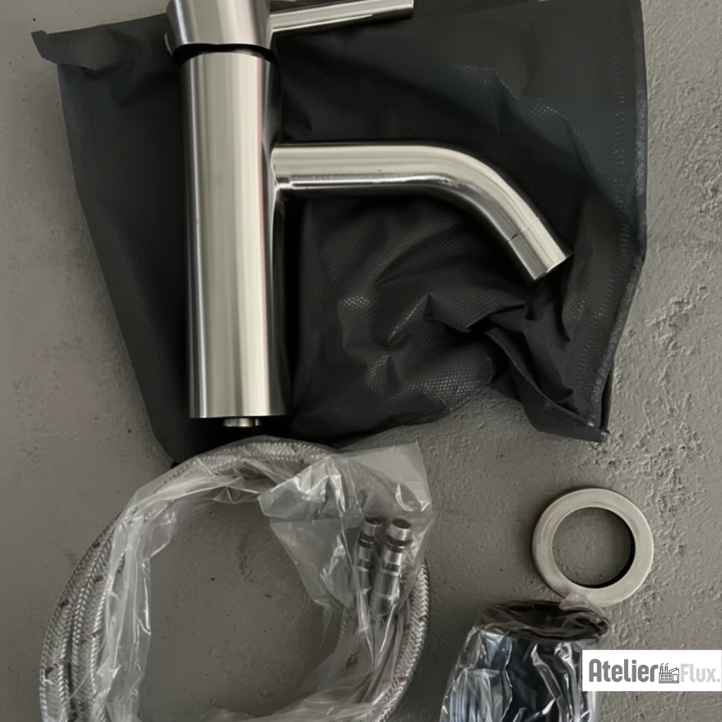 Mitigeur de Lavabo Design Moderne en Acier Inoxydable