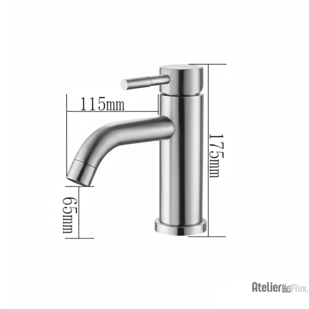 Mitigeur de Lavabo Design Moderne en Acier Inoxydable