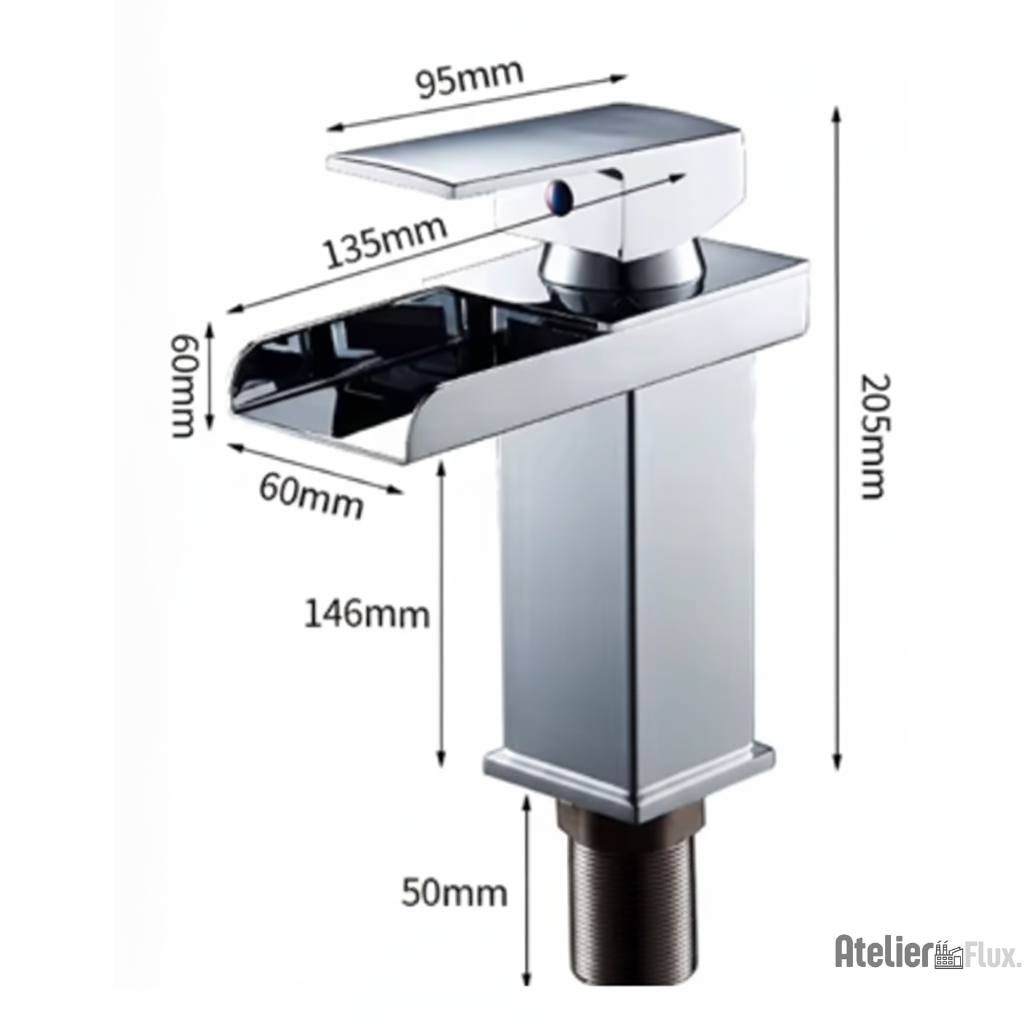 Mitigeur de lavabo cascade en acier inoxydable