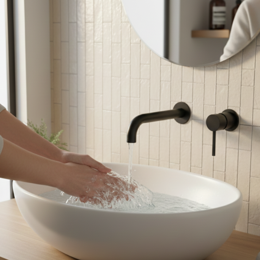 Mitigeur de lavabo mural en laiton