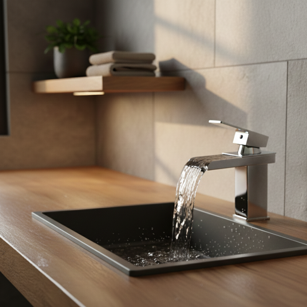 Mitigeur de lavabo cascade en acier inoxydable