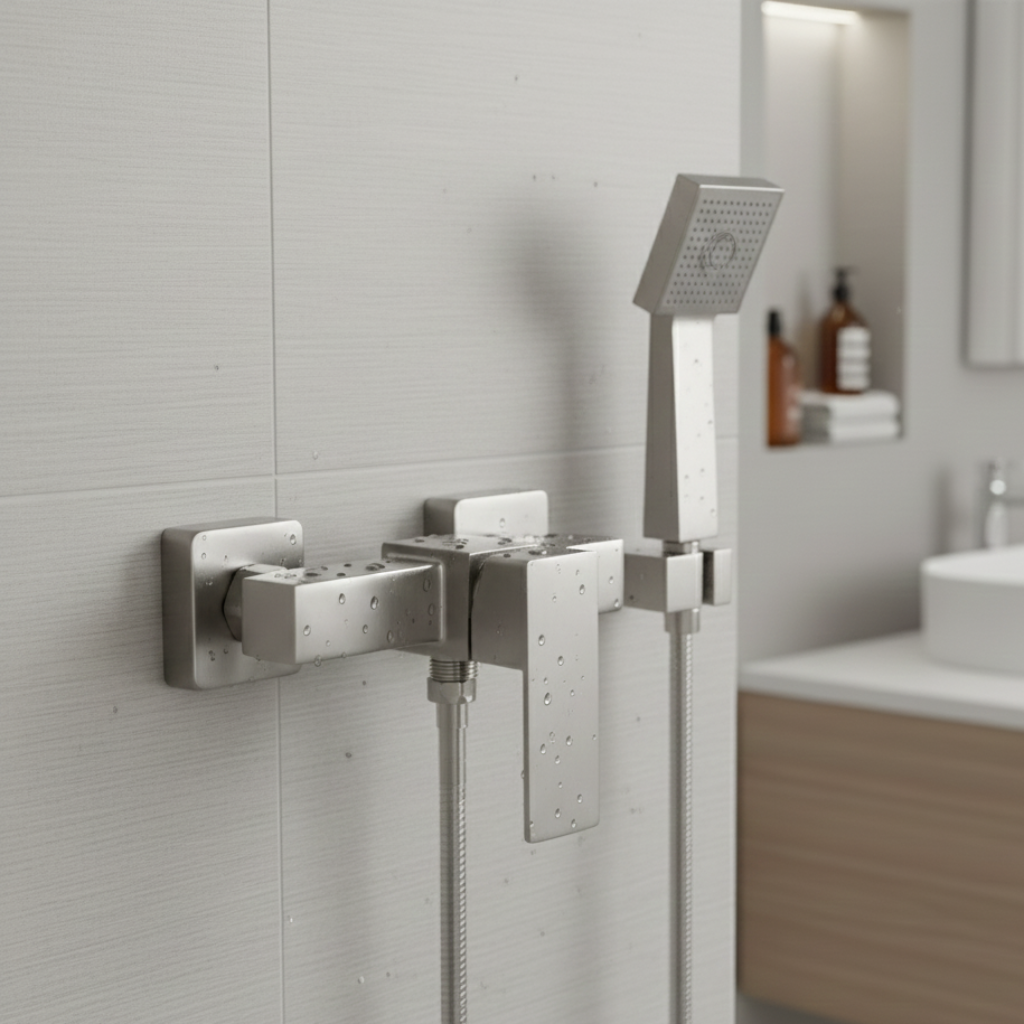 Mitigeur de salle de bain mural finition chrome