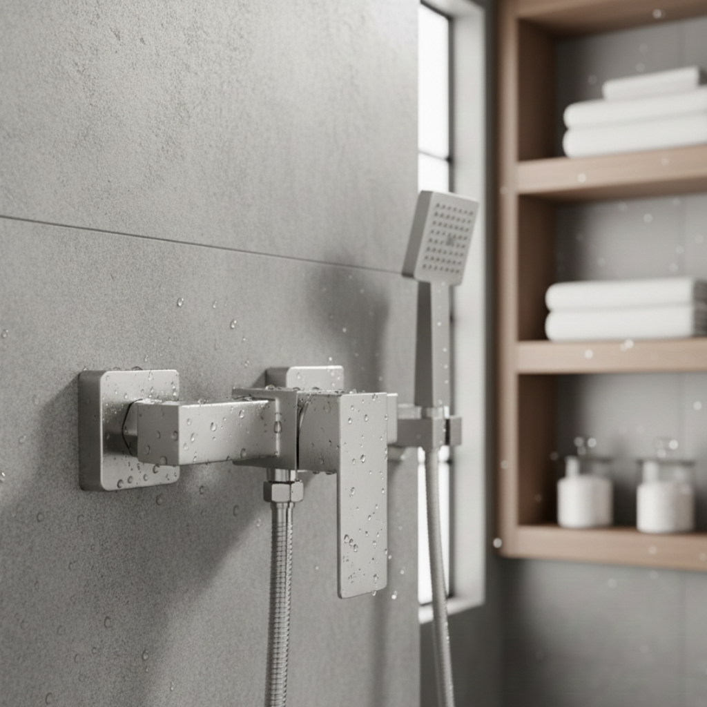 Mitigeur de salle de bain mural finition chrome