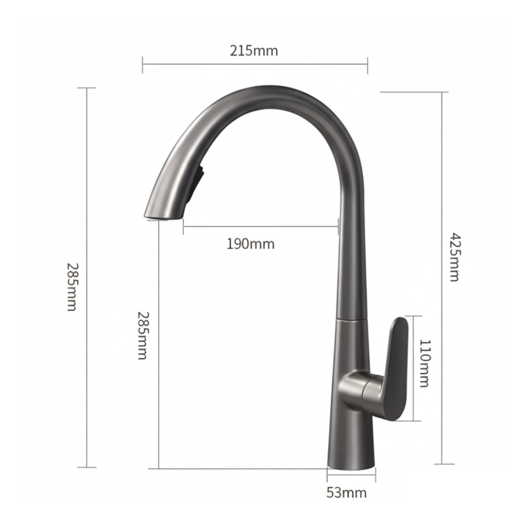 Mitigeur de cuisine avec rotation 360° et bec rétractable