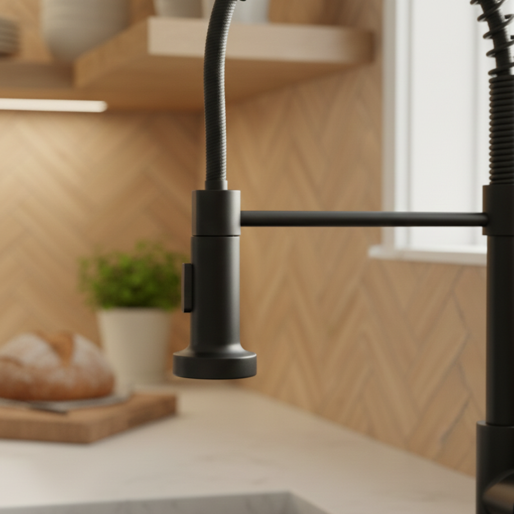 Mitigeur de cuisine à ressort flexible avec bec rétractable