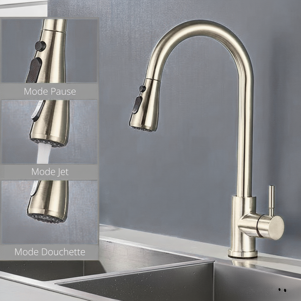 Mitigeur de cuisine bec rétractable