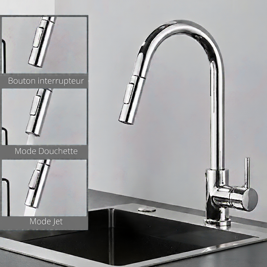 Mitigeur de cuisine bec rétractable