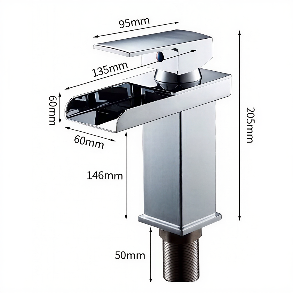 Mitigeur de lavabo cascade en acier inoxydable